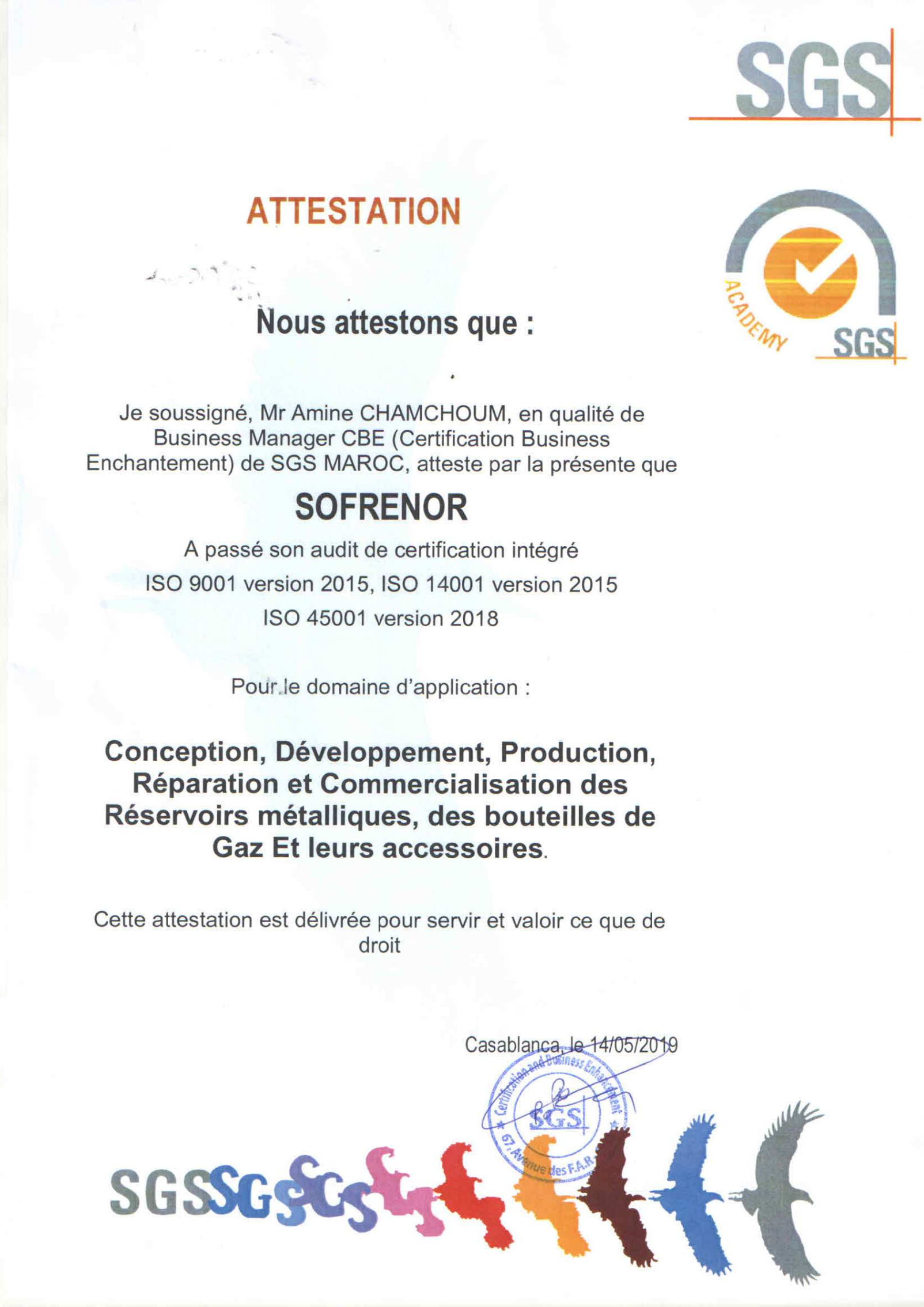 ATESTATION SOFRENOR